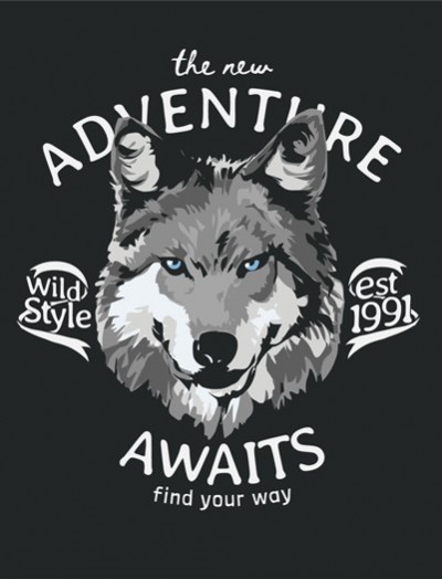 ADVENTURE WOLF - DTF TRANSFER BASKI ÜRÜNÜ