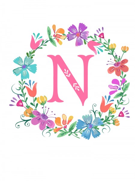 ÇİÇEKLİ N HARF 22 CM ÇİÇEKLİ N HARF 22 CM