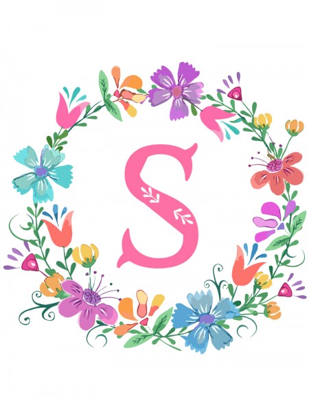 ÇİÇEKLİ S HARF 22 CM